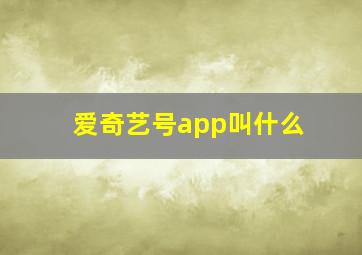 爱奇艺号app叫什么