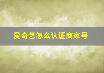 爱奇艺怎么认证商家号