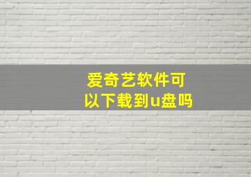 爱奇艺软件可以下载到u盘吗