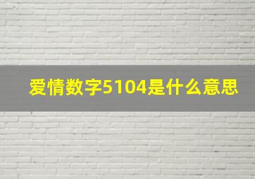 爱情数字5104是什么意思