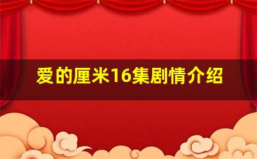 爱的厘米16集剧情介绍