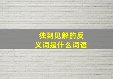 独到见解的反义词是什么词语