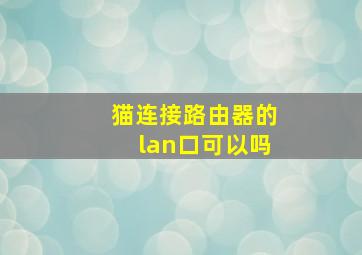 猫连接路由器的lan口可以吗