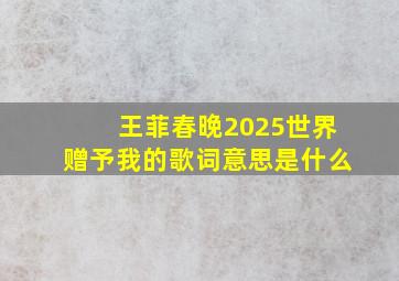 王菲春晚2025世界赠予我的歌词意思是什么