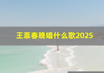 王菲春晚唱什么歌2025