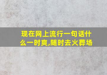 现在网上流行一句话什么一时爽,随时去火葬场