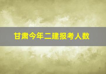 甘肃今年二建报考人数