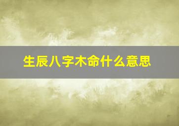 生辰八字木命什么意思