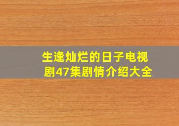 生逢灿烂的日子电视剧47集剧情介绍大全