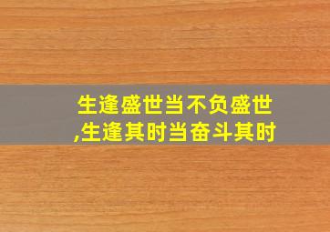 生逢盛世当不负盛世,生逢其时当奋斗其时