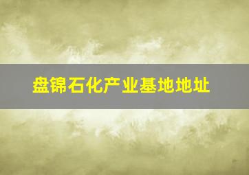 盘锦石化产业基地地址