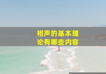 相声的基本理论有哪些内容