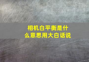 相机白平衡是什么意思用大白话说