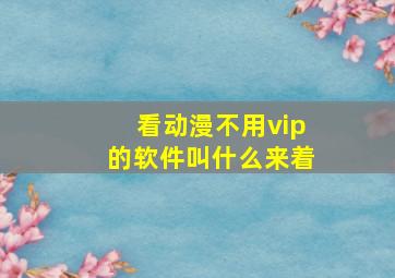 看动漫不用vip的软件叫什么来着