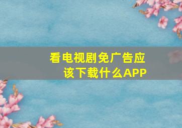 看电视剧免广告应该下载什么APP