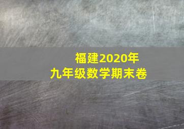 福建2020年九年级数学期末卷