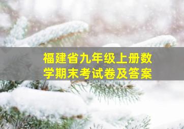 福建省九年级上册数学期末考试卷及答案