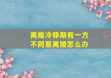 离婚冷静期有一方不同意离婚怎么办