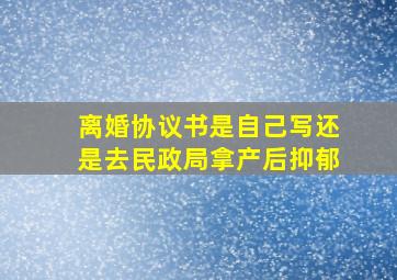 离婚协议书是自己写还是去民政局拿产后抑郁