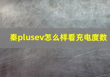 秦plusev怎么样看充电度数