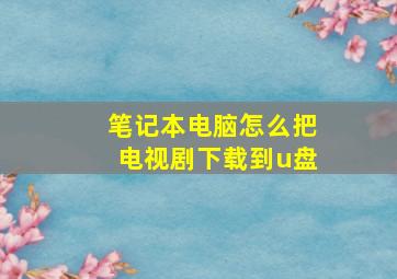 笔记本电脑怎么把电视剧下载到u盘