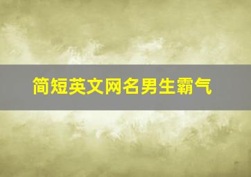 简短英文网名男生霸气