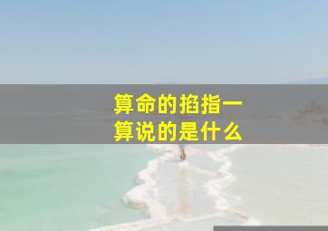 算命的掐指一算说的是什么