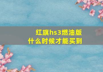 红旗hs3燃油版什么时候才能买到