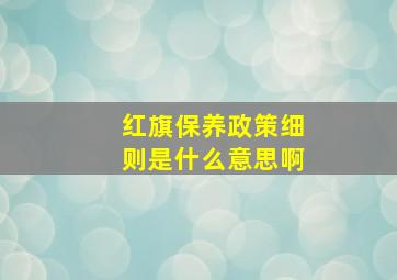 红旗保养政策细则是什么意思啊