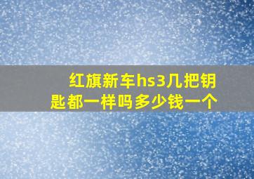 红旗新车hs3几把钥匙都一样吗多少钱一个