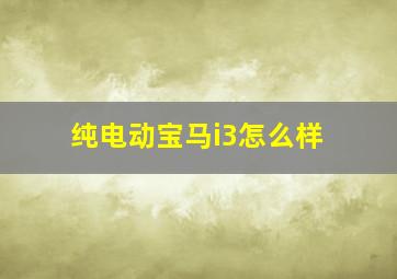 纯电动宝马i3怎么样