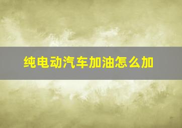 纯电动汽车加油怎么加