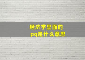 经济学里面的pq是什么意思