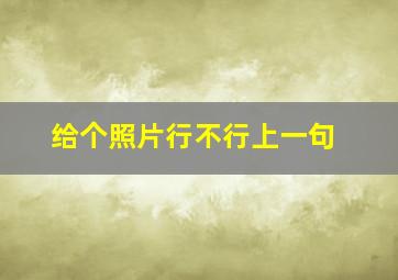 给个照片行不行上一句