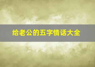 给老公的五字情话大全