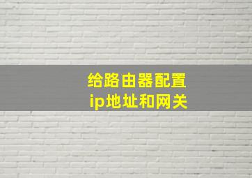 给路由器配置ip地址和网关