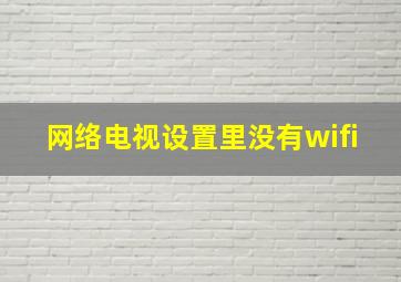 网络电视设置里没有wifi