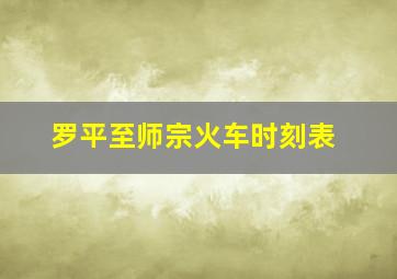 罗平至师宗火车时刻表