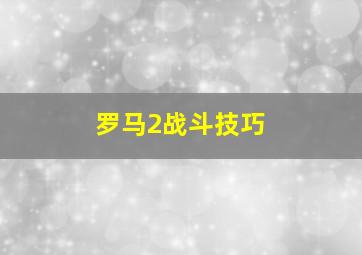 罗马2战斗技巧