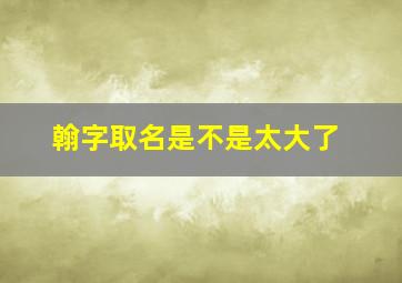 翰字取名是不是太大了