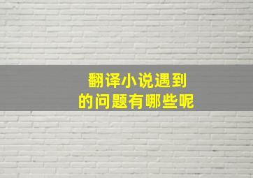 翻译小说遇到的问题有哪些呢