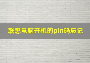 联想电脑开机的pin码忘记