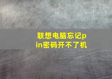 联想电脑忘记pin密码开不了机