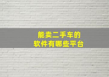 能卖二手车的软件有哪些平台