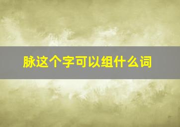 脉这个字可以组什么词