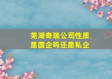 芜湖奇瑞公司性质是国企吗还是私企