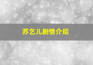 苏乞儿剧情介绍