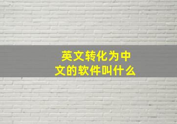 英文转化为中文的软件叫什么