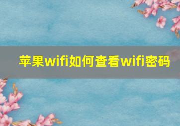 苹果wifi如何查看wifi密码