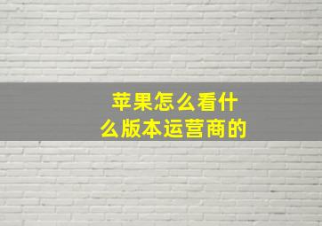 苹果怎么看什么版本运营商的